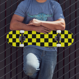 Solid Yellow with Black Square Style Skateboard