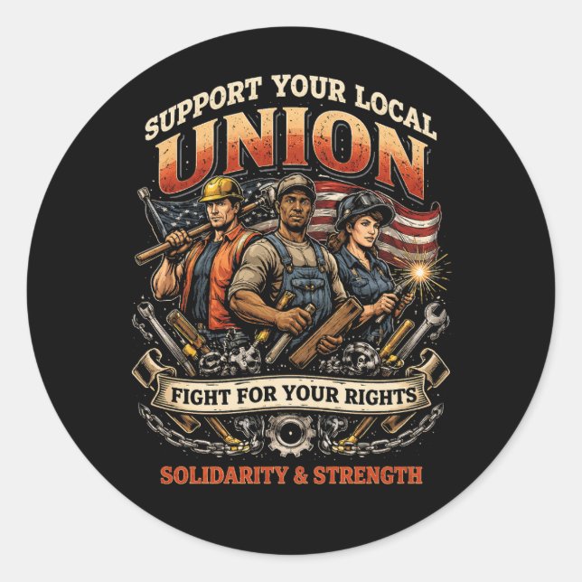 Solidarity and Strength Classic Round Sticker (Front)