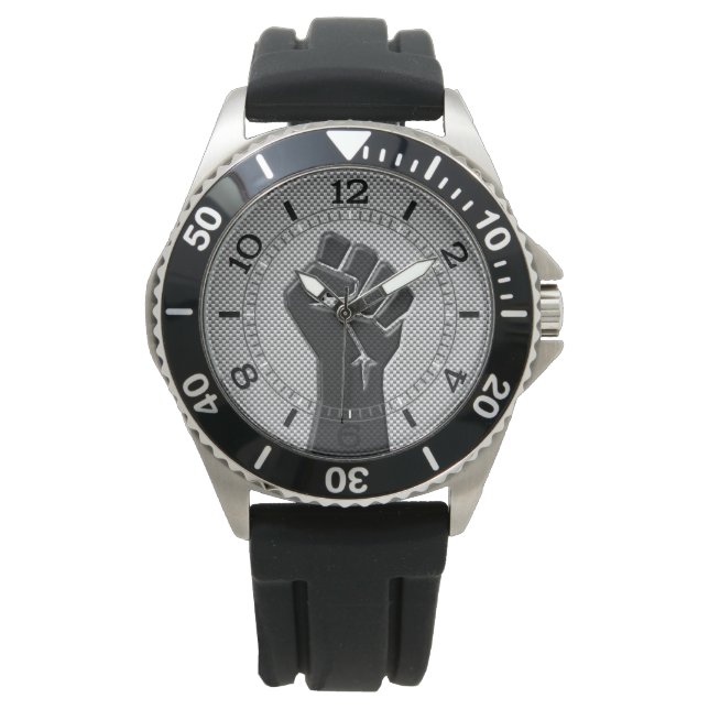 Solidarity Fist Carbon Fiber Decor Style Dial Watch (Front)