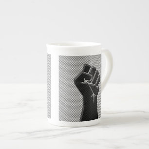 Solidarity Fist Carbon Fibre Decor Style Bone China Mug