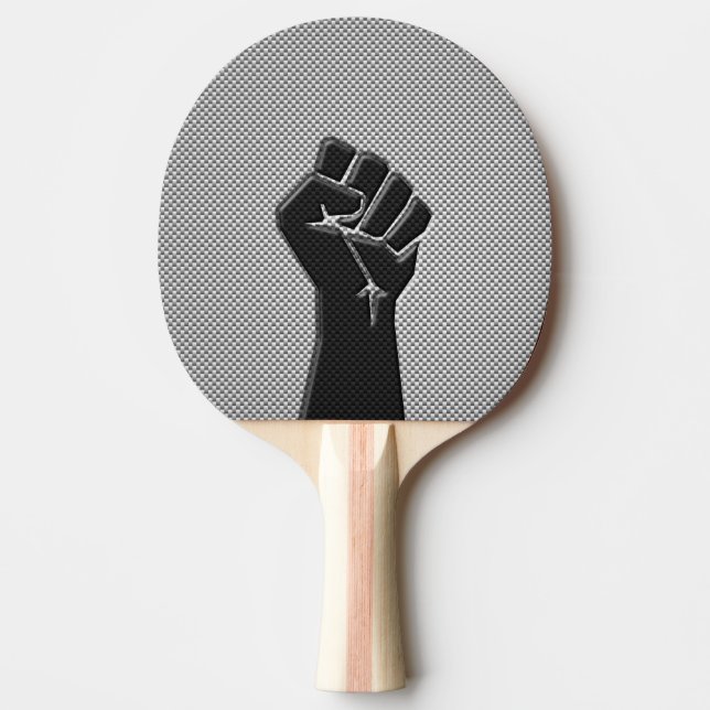 Solidarity Fist Carbon Fibre Decor Style Ping Pong Paddle (Front)