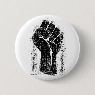 Solidarity Fist Grunge Distressed Style 6 Cm Round Badge