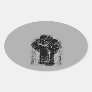 Solidarity Fist Grunge Distressed Style Oval Sticker