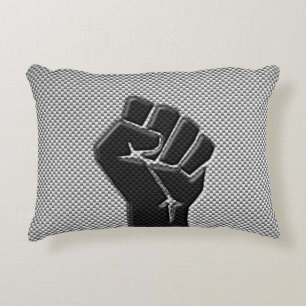 Solidarity Fist in Carbon Fibre Decor Decorative Cushion