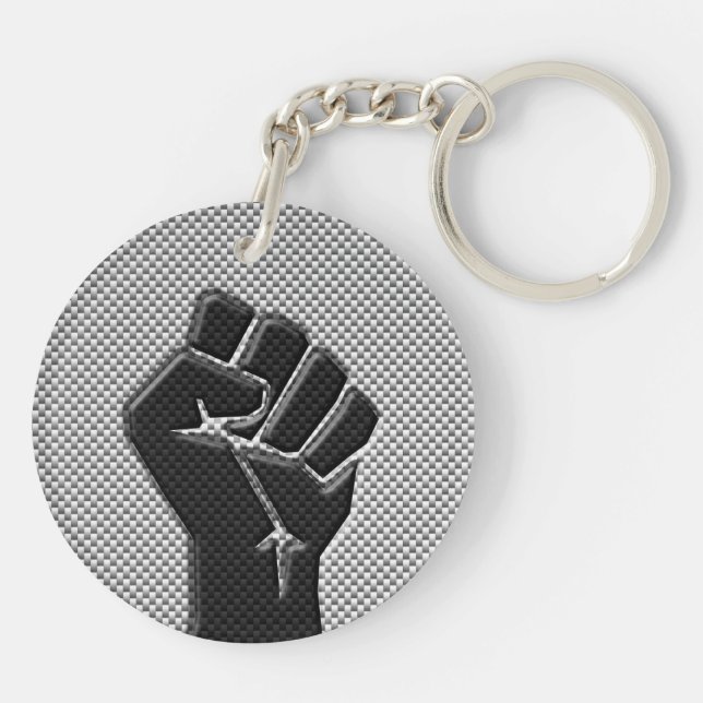 Solidarity Fist in Carbon Fibre Decor Key Ring (Back)