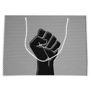 Solidarity Fist in Carbon Fibre Decor Large Gift Bag