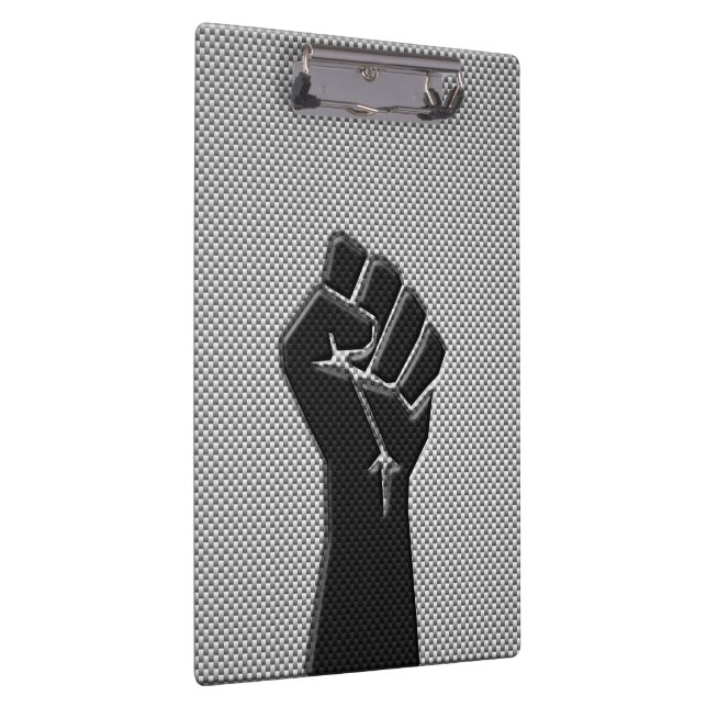 Solidarity Fist in Carbon Fibre Print Style Clipboard (Right)