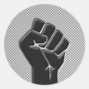 Solidarity Fist in Carbon Fibre Style Classic Round Sticker