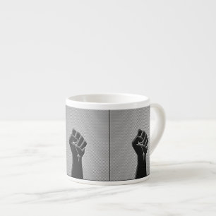 Solidarity Fist in Carbon Fibre Style Espresso Cup