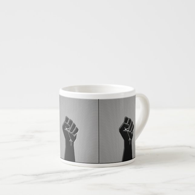 Solidarity Fist in Carbon Fibre Style Espresso Cup (Front Right)