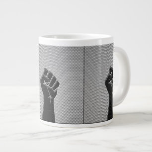Solidarity Fist in Carbon Fibre Style Large Coffee Mug