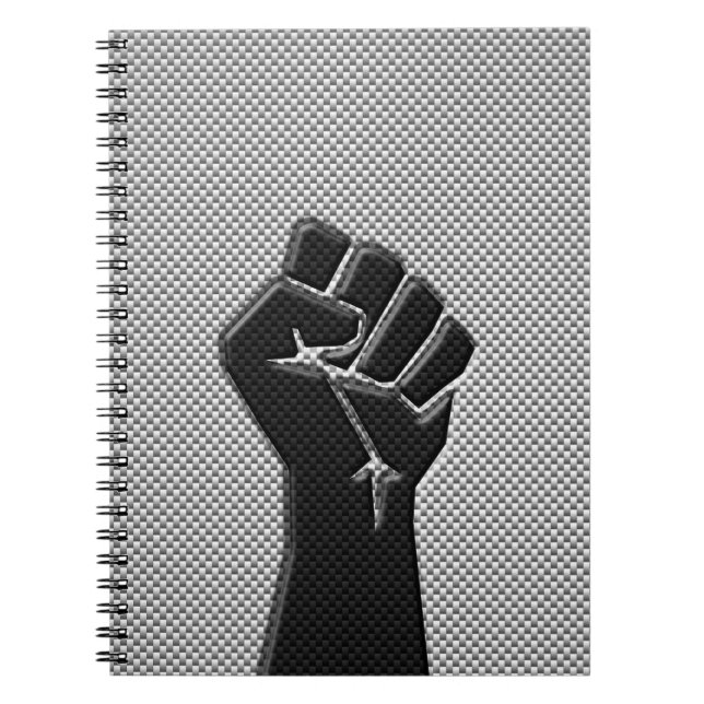 Solidarity Fist in Carbon Fibre Style Notebook (Front)