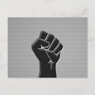 Solidarity Fist in Carbon Fibre Style Postcard