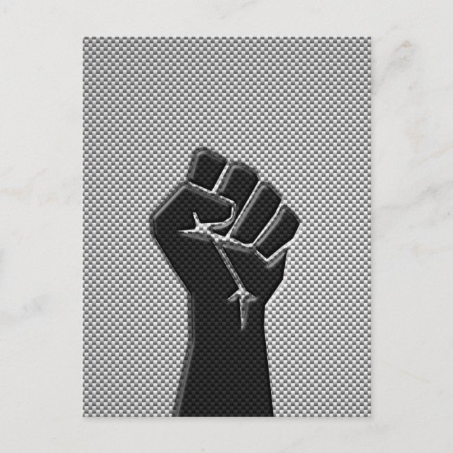 Solidarity Fist in Carbon Fibre Style Postcard (Front)