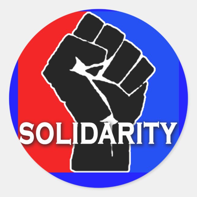SOLIDARITY in Red, White, Blue and Black Classic Round Sticker (Front)
