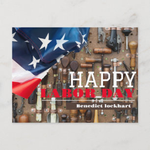 Solidarity Worker Unity Labour Day with USA flag Postcard