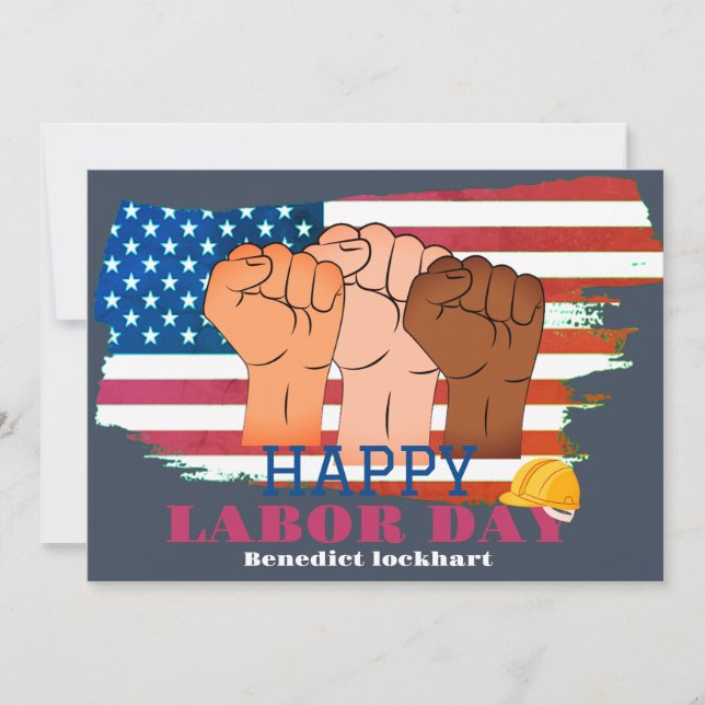 Solidarity Worker Unity Labour Day with USA flag   Thank You Card (Front)