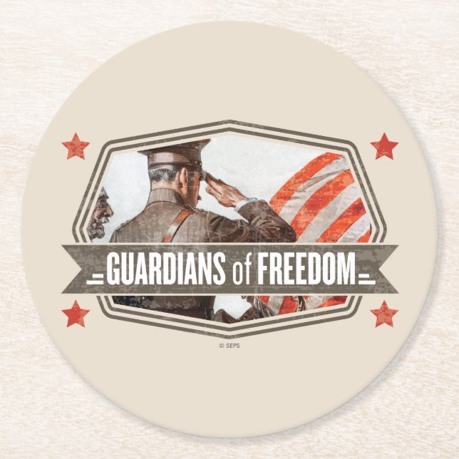 Solider-Guardian of Freedom Round Paper Coaster (Front)