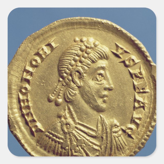 Solidus  of Honorius  drapes, cuirassed Square Sticker (Front)