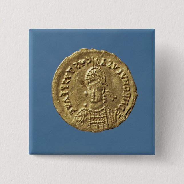 Solidus  of Romulus Augustulus 15 Cm Square Badge (Front)