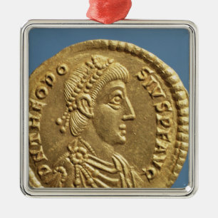 Solidus  of Theodosius I the Great  draped Metal Tree Decoration