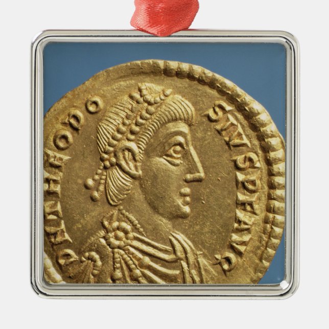 Solidus  of Theodosius I the Great  draped Metal Tree Decoration (Front)
