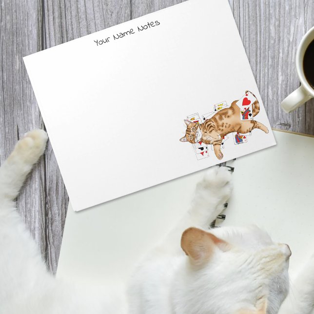 Solitaire Funny Orange Tabby Cat Playing Cards  Notepad (Creator Uploaded)