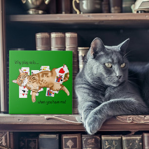 Solitaire Funny Orange Tabby Cat Playing Cards Tile