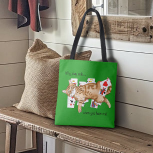 Solitaire Funny Orange Tabby Cat Playing Cards Tote Bag