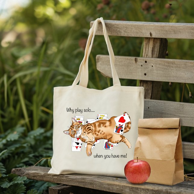 Solitaire Funny Orange Tabby Cat Playing Cards  Tote Bag (Creator Uploaded)
