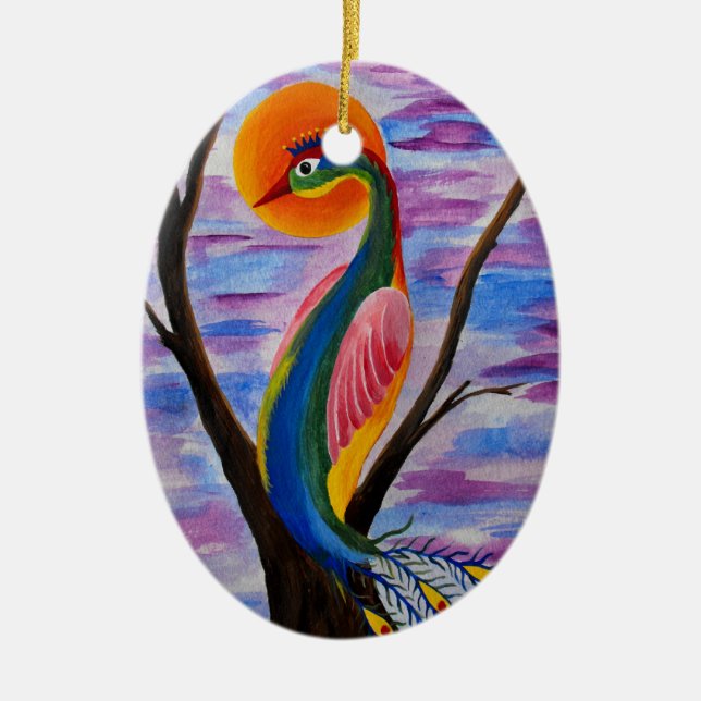 Solitary bird ceramic tree decoration (Front)