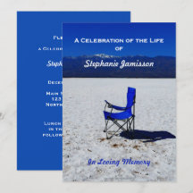 Solitary Blue Chair in Sand, Celebration of Life
