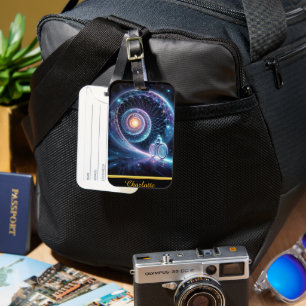 Solitary cyclist rides luggage tag
