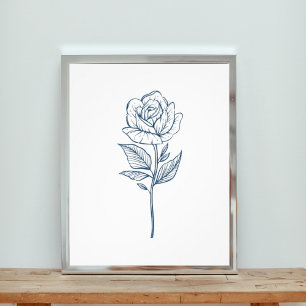 Solitary Elegance: A Single Blue Rose Photo Print