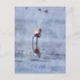Solitary Flamingo Watercolor Postcard