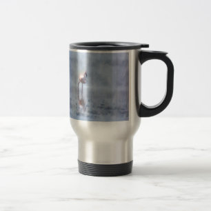Solitary Flamingo Watercolor Travel Mug