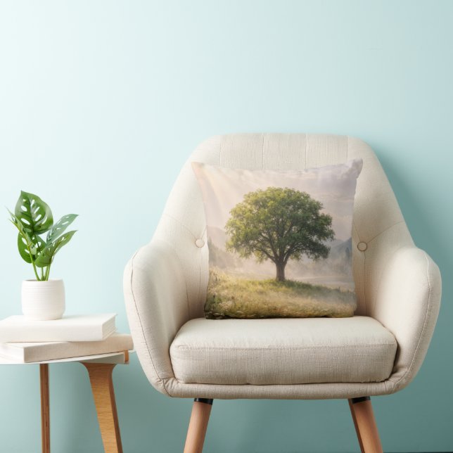 Solitary Green Tree with Sunbeams Cushion (Chair)