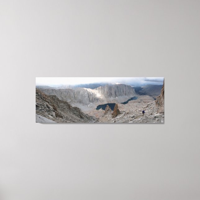 Solitary Hiker, Mountains, Lake, Fine Art Canvas Print (Front)