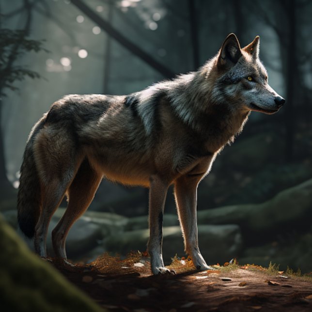 Solitary Lone Wolf in Dark Forest Jigsaw Puzzle (Creator Uploaded)