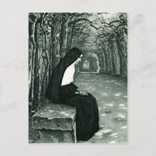 solitary nun postcard