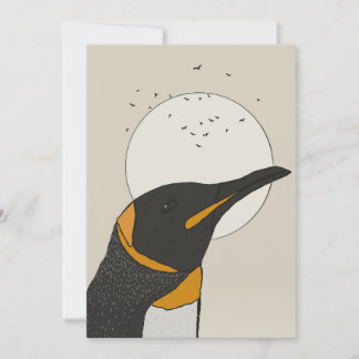 Solitary Penguin Under the Moon Invitation