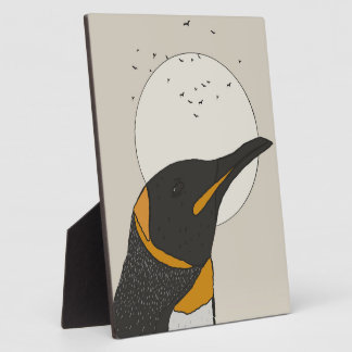 Solitary Penguin Under the Moon Plaque