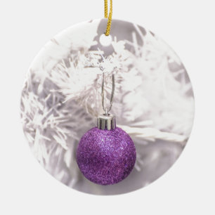 Solitary Purple Christmas Ball Ceramic Tree Decoration