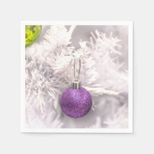 Solitary Purple Christmas Ball Napkin