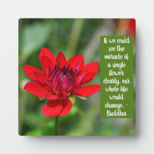 Solitary Red Dahlia Flower Wisley Motivational Plaque