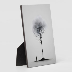 Solitary Reflection Minimalist Black and White Plaque