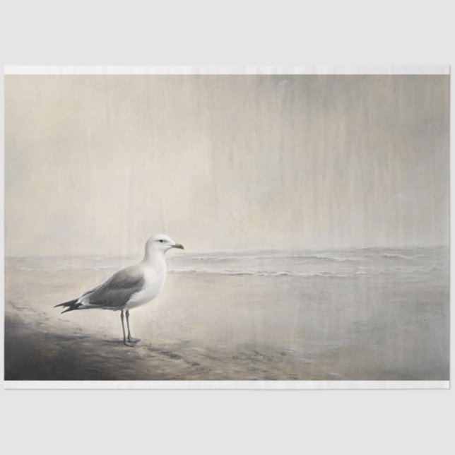 Solitary Seagull by the Shore Decoupage Tissue Paper (Front)