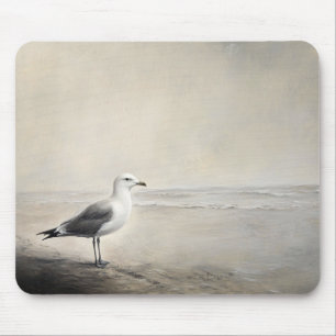 Solitary Seagull by the Shore Mouse Mat