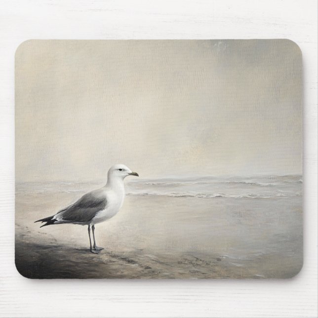 Solitary Seagull by the Shore Mouse Mat (Front)