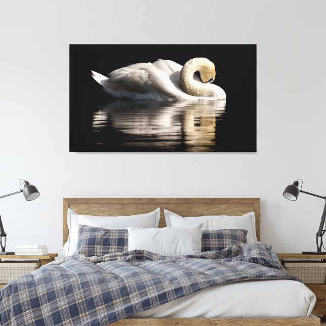 Solitary Swan Canvas Print (Insitu(Bedroom))
